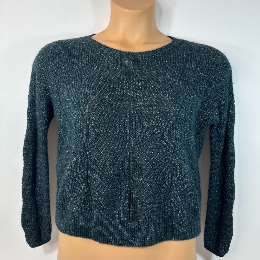 Anthropologie Keely Cable Knit Sweater Hunter Evergreen Womens XS